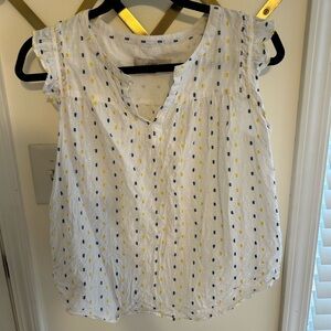 Loft white top with blue and yellow clip dots